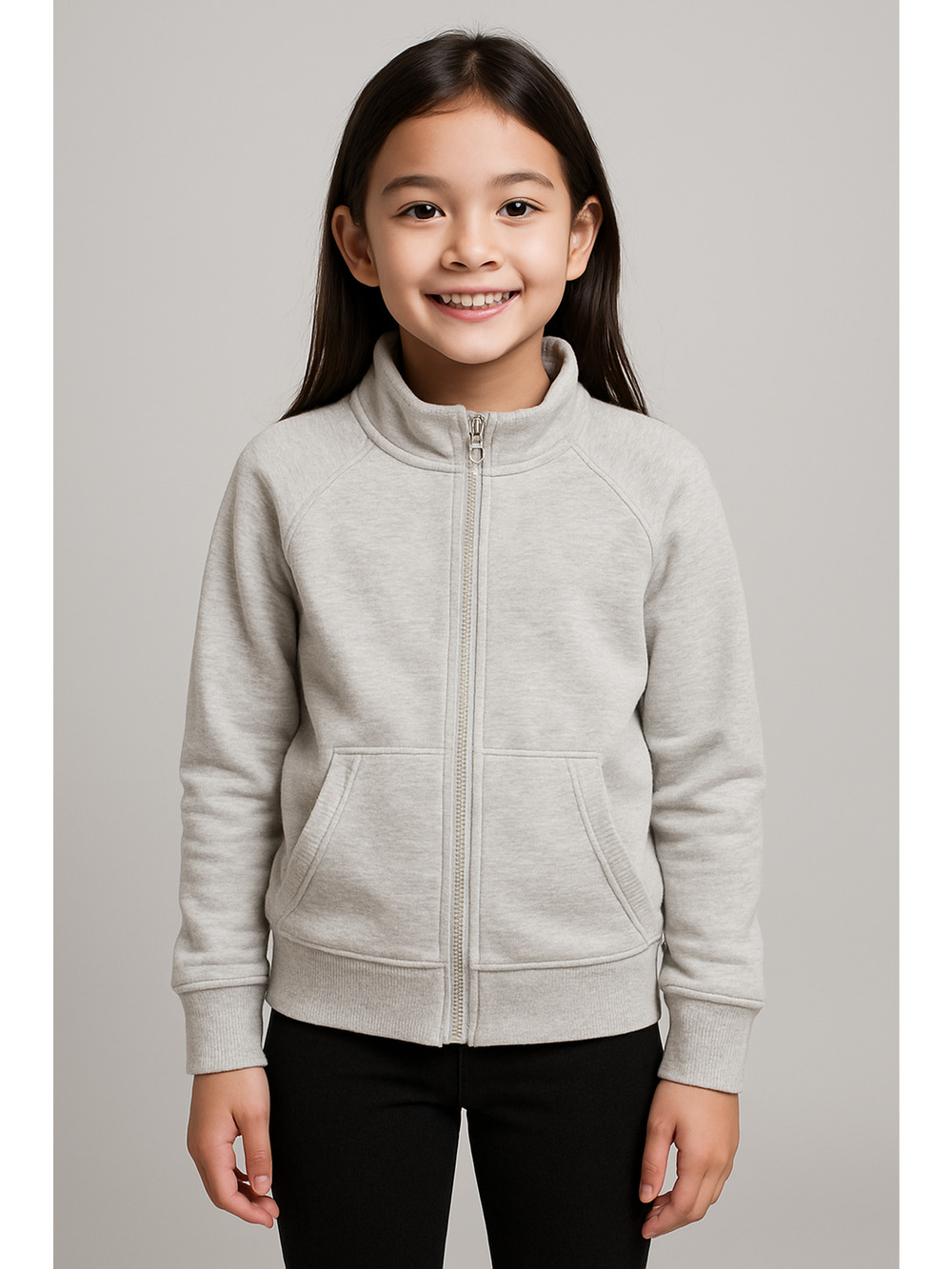 Kids Full Zip Jacket Gray Size 10Y | Lightweight Zip-Up Sweatshirt | Unbranded